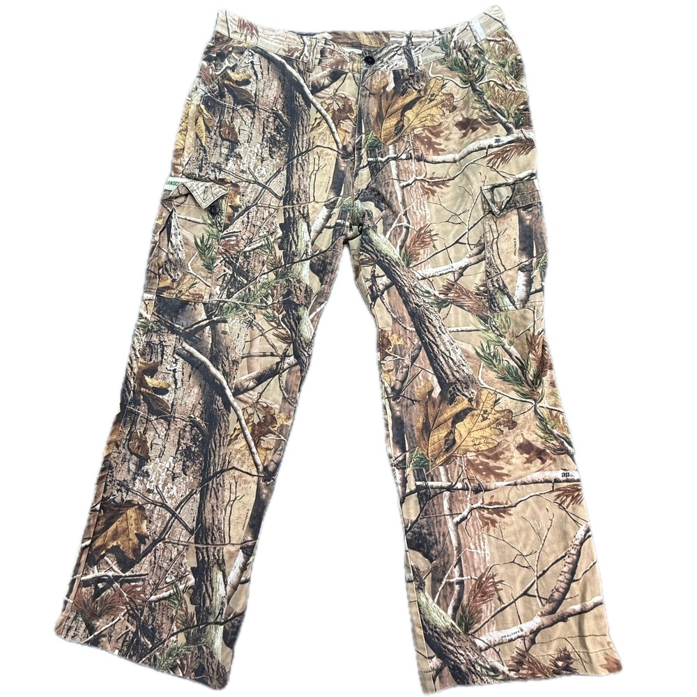 Gander Mtn Cargo Pants Mens XL Brown Realtree AP‎ Camo Hunting Adjustable Waist